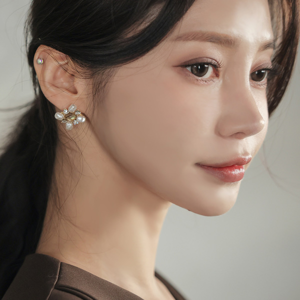 优雅 镶钻 珍珠 耳环