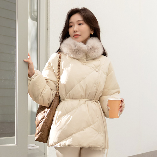 鸭绒 毛皮草SET 短上衣 羽绒服