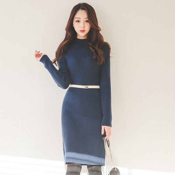 柔丝半极性针织衫连衣裙