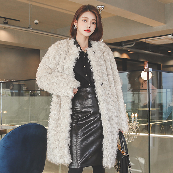 曲线 波浪卷 ECO-毛 短上衣 大衣