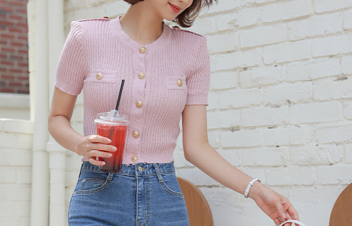 黄金 扣子 肩章 条绒 7分裤 针织衫 开衫