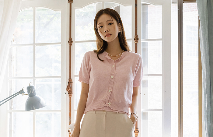 纯正 颜色 尾巴 针织衫 开衫