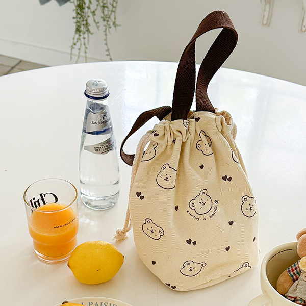 얼굴곰 抽绳 化妆包 手提包