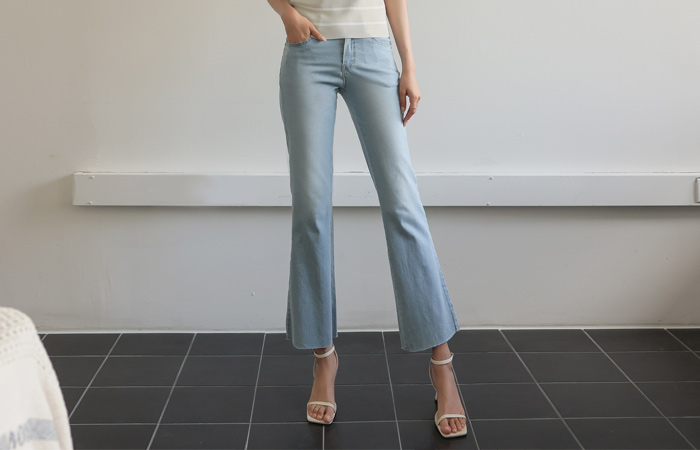 ODE 凉爽 夏天 喇叭 麻糬 牛仔色 裤子