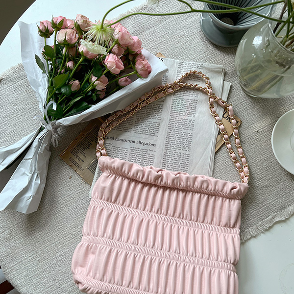 柔色 褶皱 链条 肩包