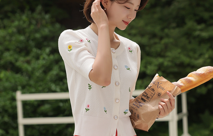 可爱 花纹 缂丝 针织衫 开衫