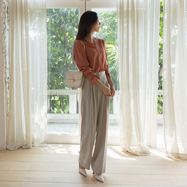 全长 修理 NO! 双排扣 松紧带 宽松长裤 (3type)