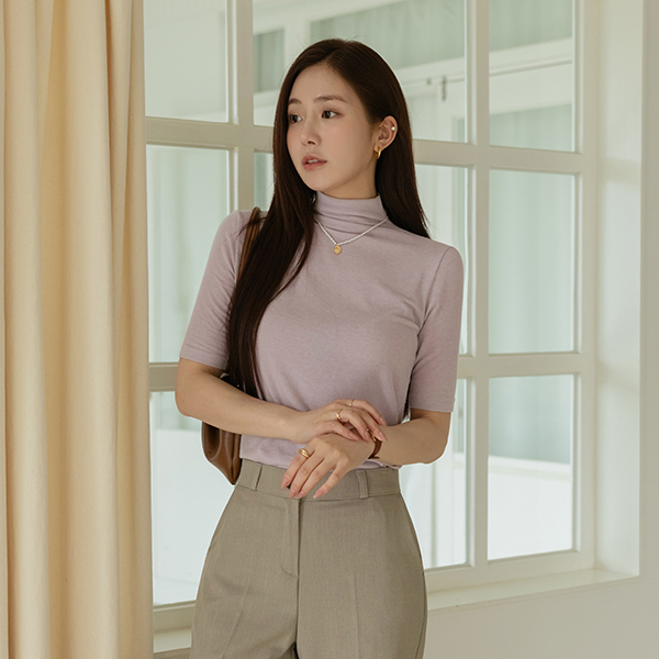 情调 온 颜色 半高领 高领T恤