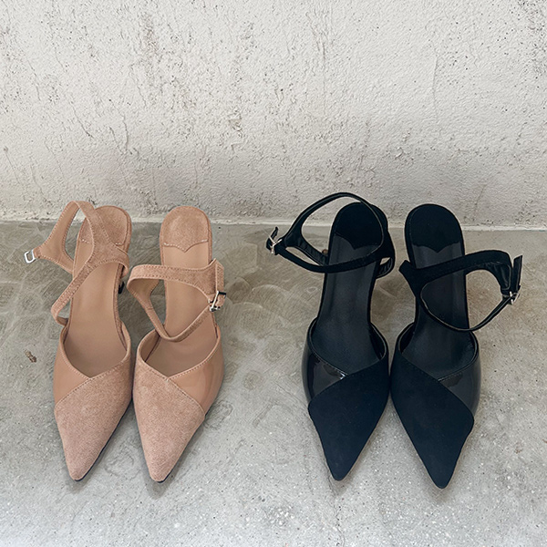 漆皮 点缀 翻毛皮 细高跟 高跟鞋