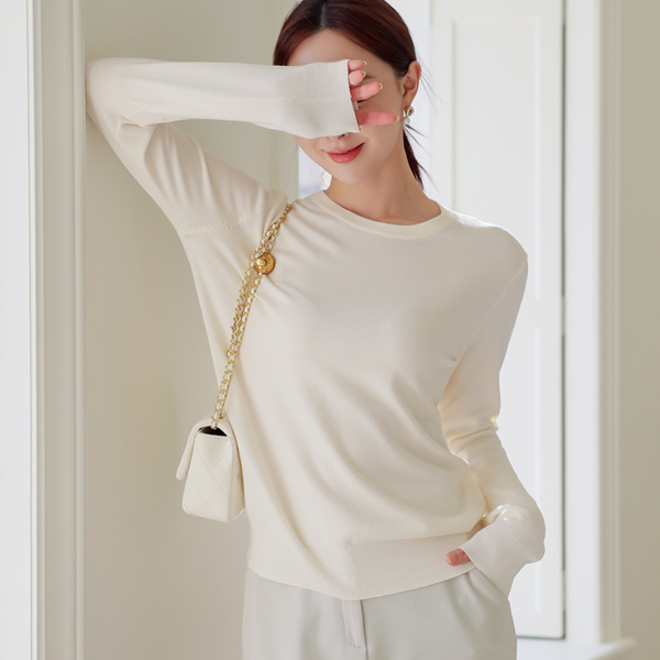 日常 鲜明 颜色 圆领 针织衫