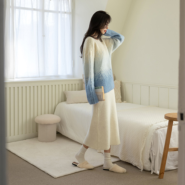 滑雪 苗条 船形领 柔软的 宽松 羊毛 针织衫