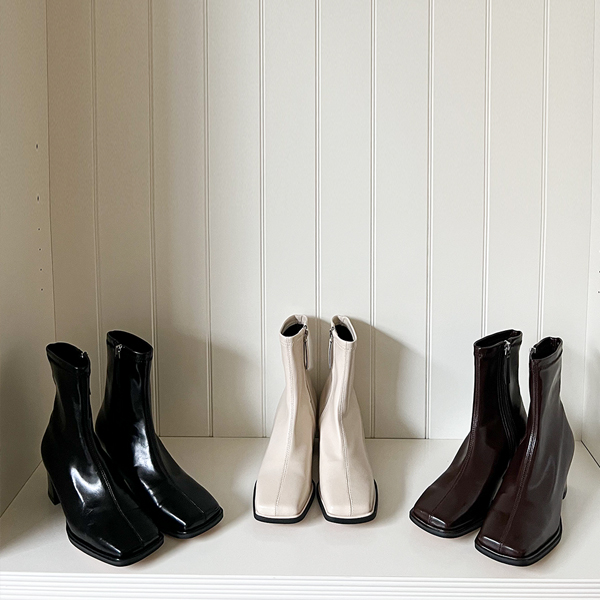 摩登 Square Toe 粗 跟 短靴