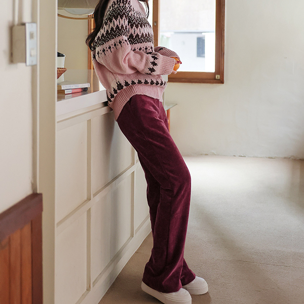 温和 冬季 丝绒 灯芯绒 喇叭 裤子