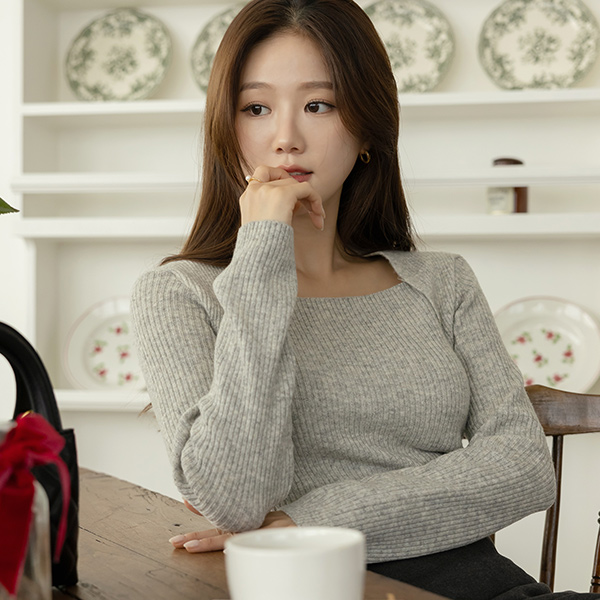 方领 短上衣 线条 条绒 针织衫