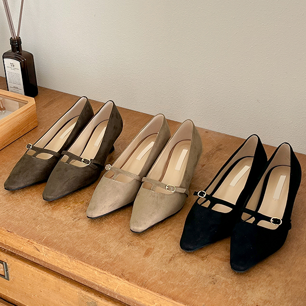 翻毛皮 T带扣 细高跟 高跟鞋