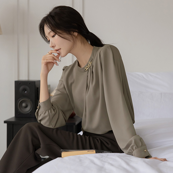 에버 链条 细褶 罩衫