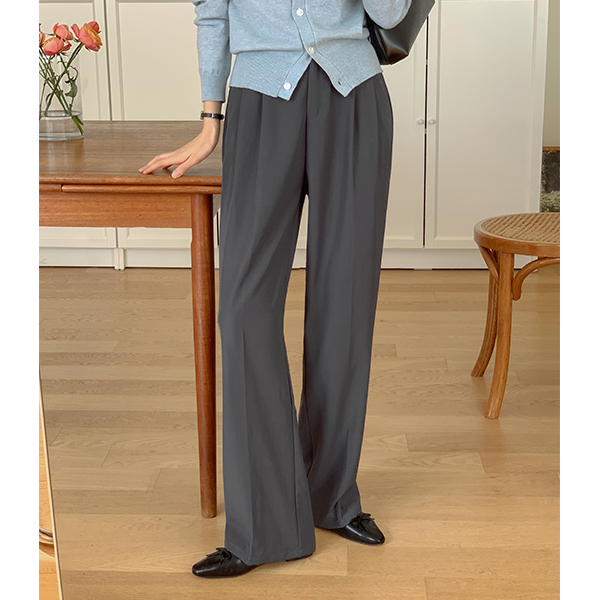 日常 pintuck 后腰松紧带 宽松 宽松长裤 (短/中跟/长款ver)