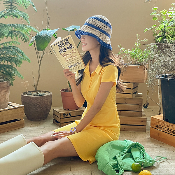 에브리 픽 라이프 棉质 领子 连衣裙 (2Type)