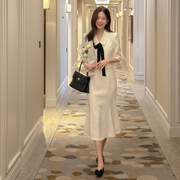 메이빈 粗呢 美人鱼 线条 凉爽 Set-up 裙子