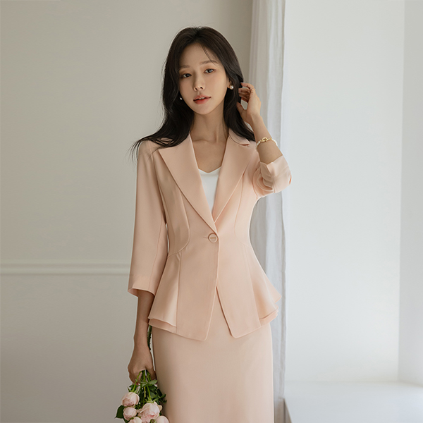 핏보장 斯利姆 线条 Set-up 荷叶边 夹克 (Summer)