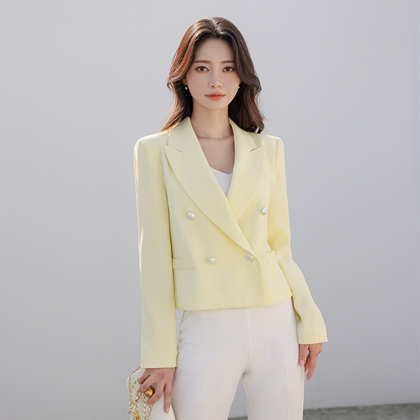 夏天 粗呢 双排扣 7分裤 夹克