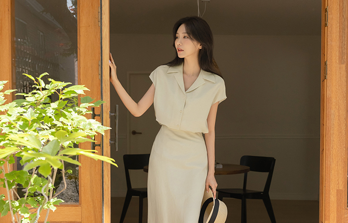 나나 亚麻 帽檐袖 Set-up 罩衫
