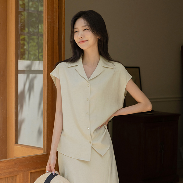 나나 亚麻 帽檐袖 Set-up 罩衫