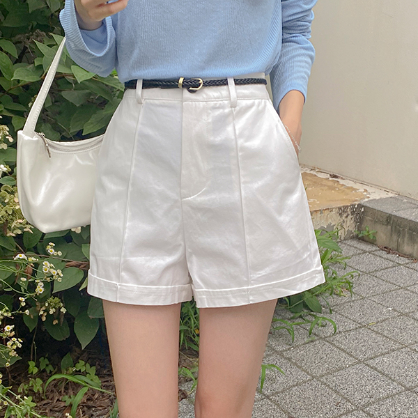 夏天 衬里 卷边 腰带套装 短上衣 裤子