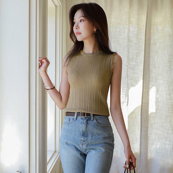 ODE 流苏 点缀 7分裤 背心 针织衫