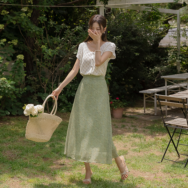 软绵绵软的 雪纺 花纹 图案 A字型 裙子