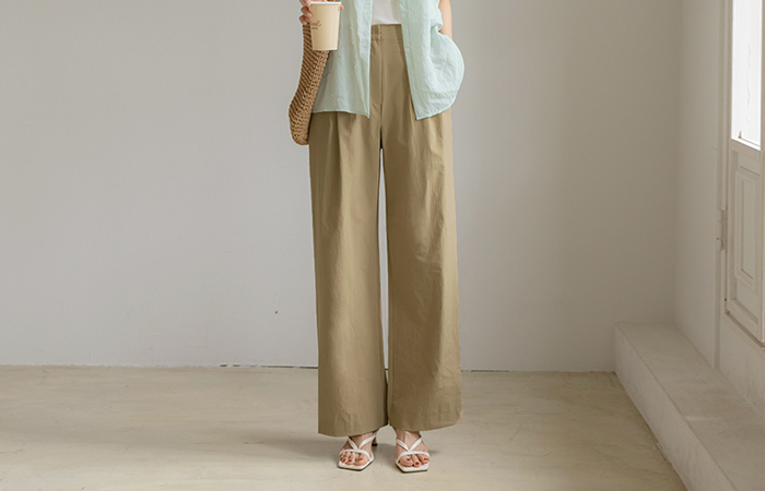 沙沙响 细密 弹力 后侧松紧带 宽松 宽松长裤