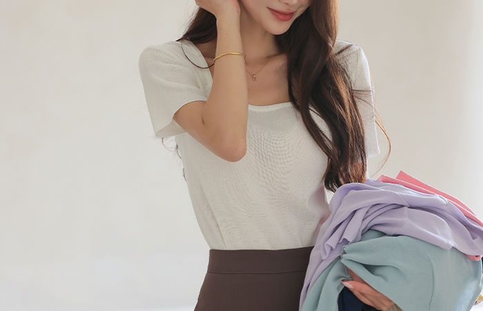 日常 色彩艳丽 方领 针织衫