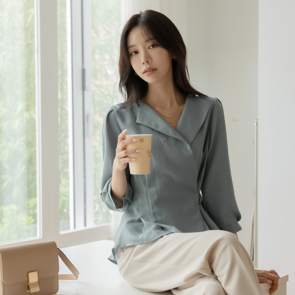 D戒指 束带 细褶 荷叶边 罩衫