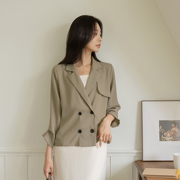 风衣 领子 细褶 袖 夹克