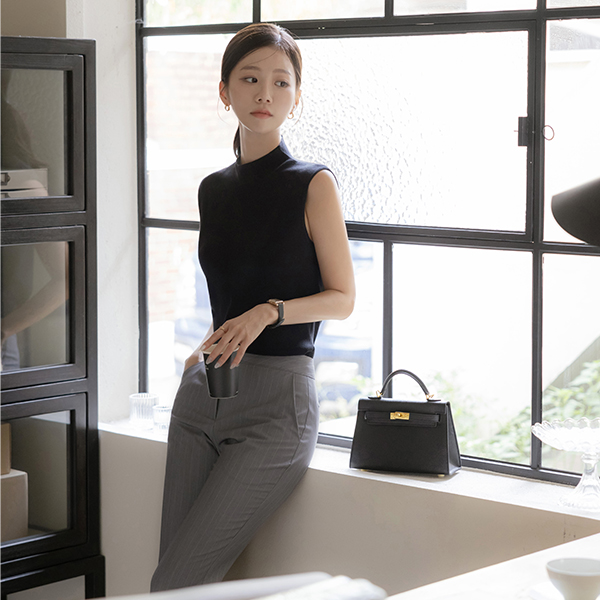 半高领 基本 背心 针织衫