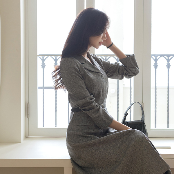 人字呢 腰带 (套装) 连衣裙