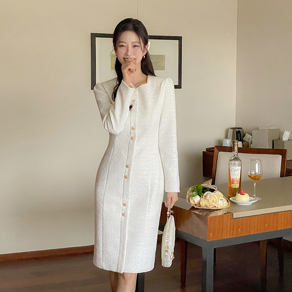 [O:neul] 天鹅式 特级 粗呢 连衣裙 (迷你/中跟ver)