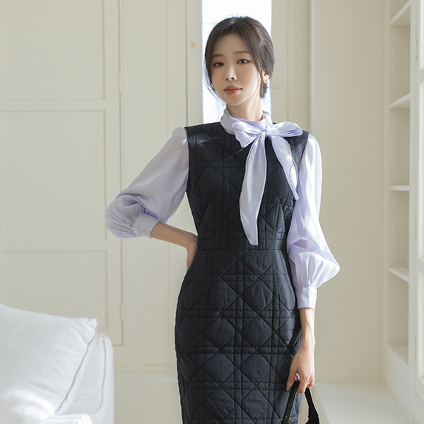 柔软的 棉衣 羽绒服 分层 连衣裙