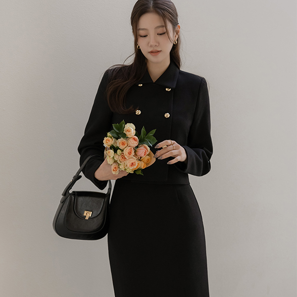 미즈 双 扣子 粗呢 Set-up 夹克