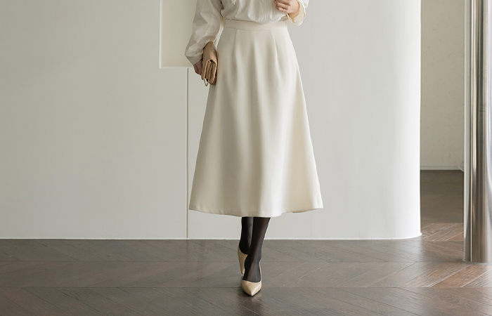 安娜 羊毛 拉绒 后侧松紧带 A字型 Set-up 裙子