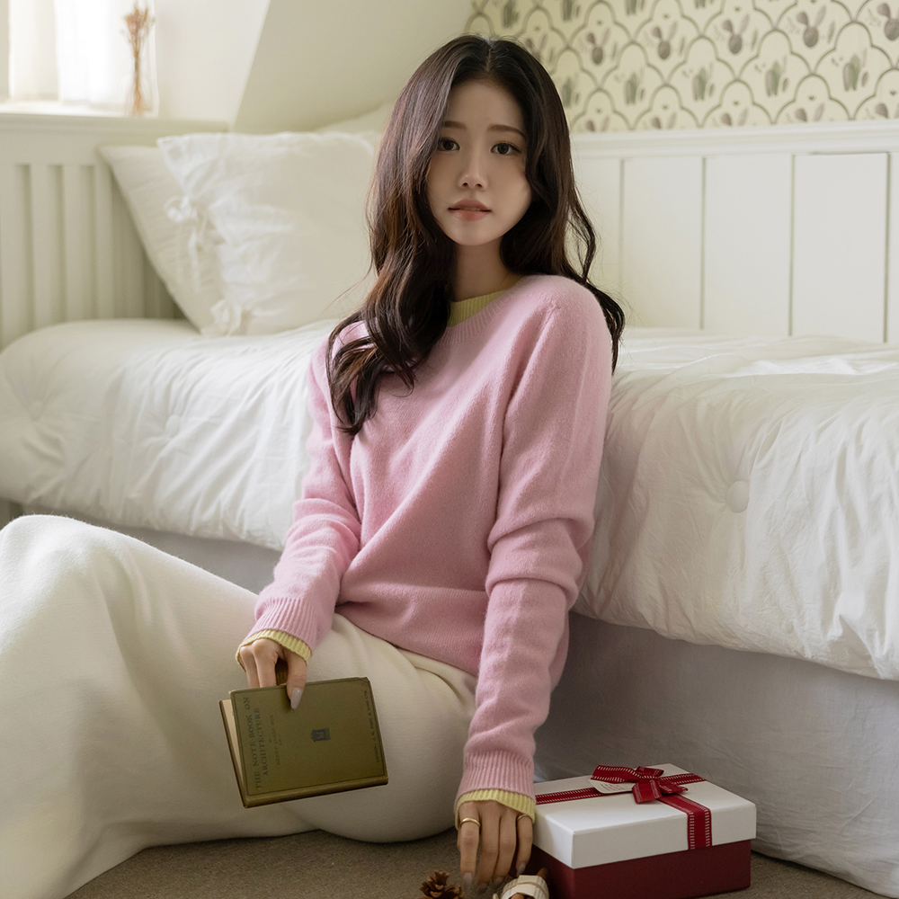 羊毛100% 圆领 Whole Garment 针织衫