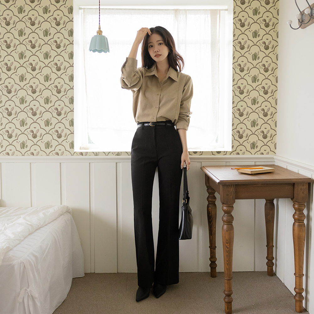 基本 CHIC 喇叭 拉绒 宽松长裤