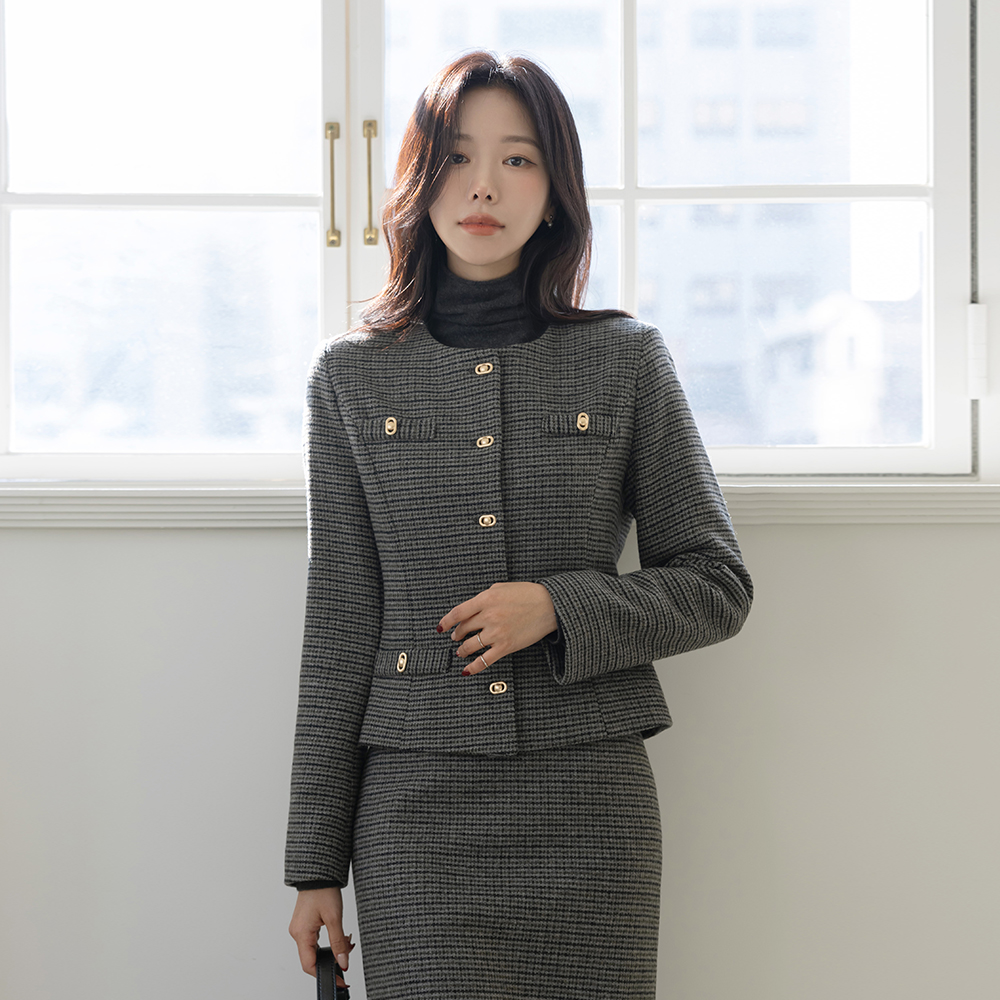 羊毛 格子 羊毛 棉衣 Set-up 夹克