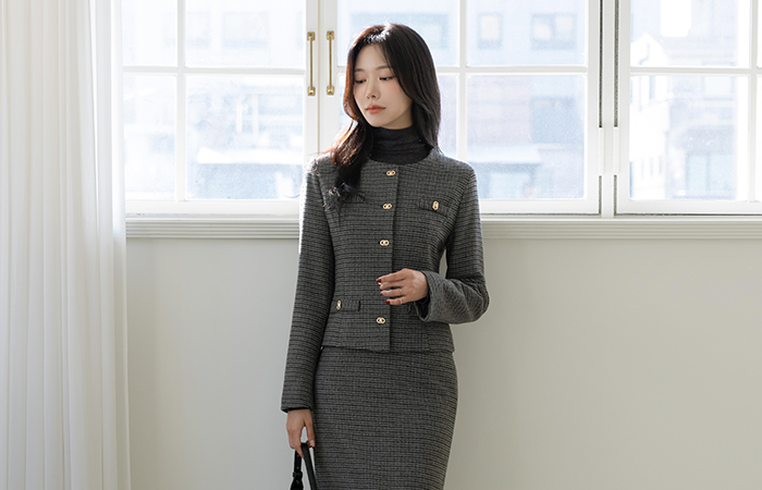 羊毛 格子 羊毛 棉衣 Set-up 夹克