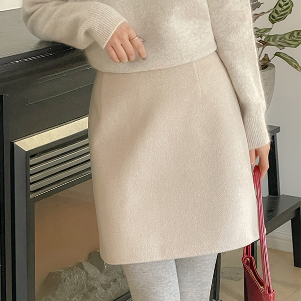柔软的 羊毛 休闲风格 A字型 迷你 裙子