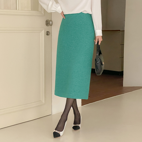 稍厚的 羊毛 粗呢 금사 H字型 裙子