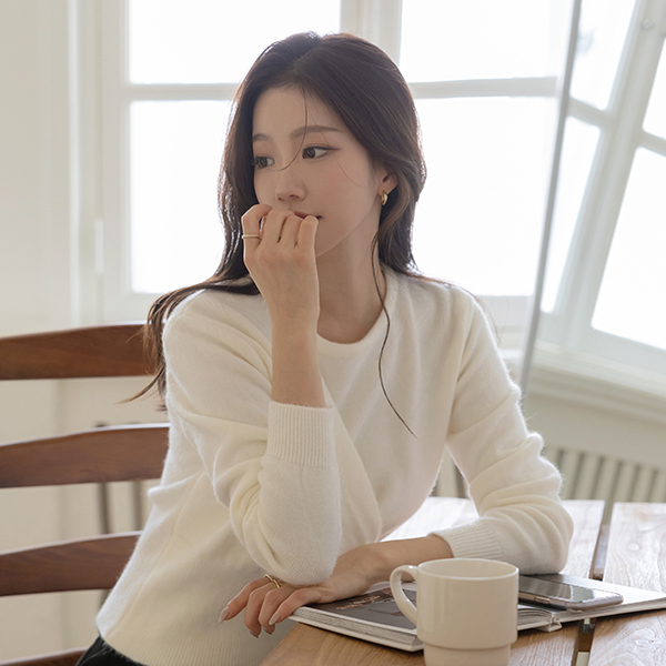 肩部 开叉 纽扣 点缀 针织衫