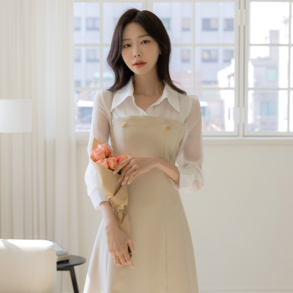 卢娜 A字型 分层 连衣裙 2type (+腰带)(短/长款ver)