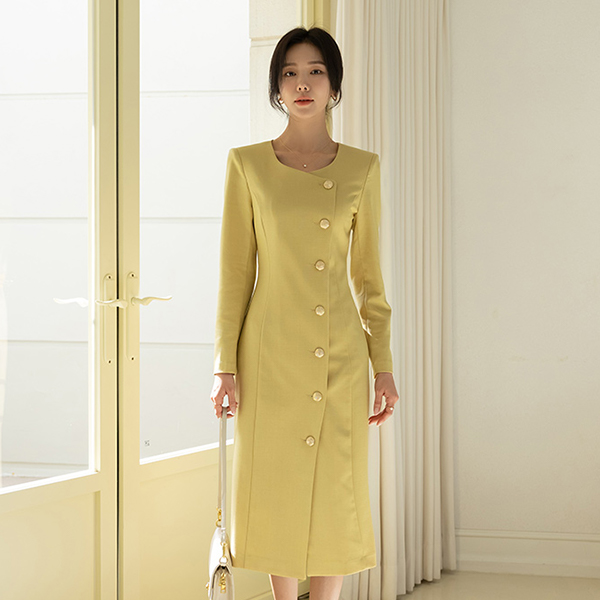 Grace 黄金 扣子 修身 连衣裙