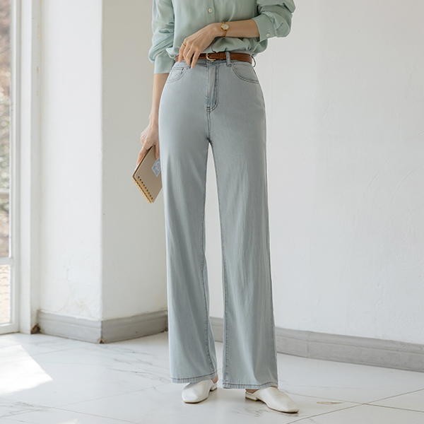 全长 修理 NO! 凉爽 天丝 만능 宽松 牛仔色 裤子 (短/长款ver)